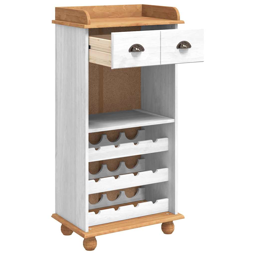 Cabinet à vin ASKIM Blanc 57 x 37 x 114 cm Bois massif en pin - XIOS