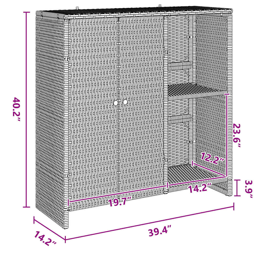 Armoire de rangement avec stockage Noir 100 x 36 x 102 cm Rotin - XIOS