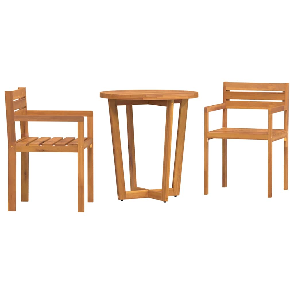 Ensemble de salle à manger de jardin 3 pcs en bois massif d'acacia