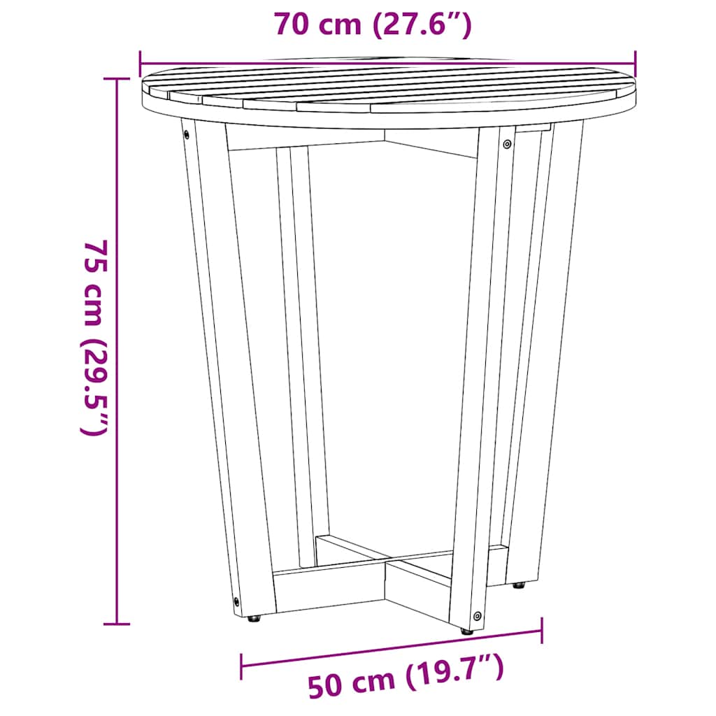 Ensemble de salle à manger de jardin 3 pcs en bois massif d'acacia