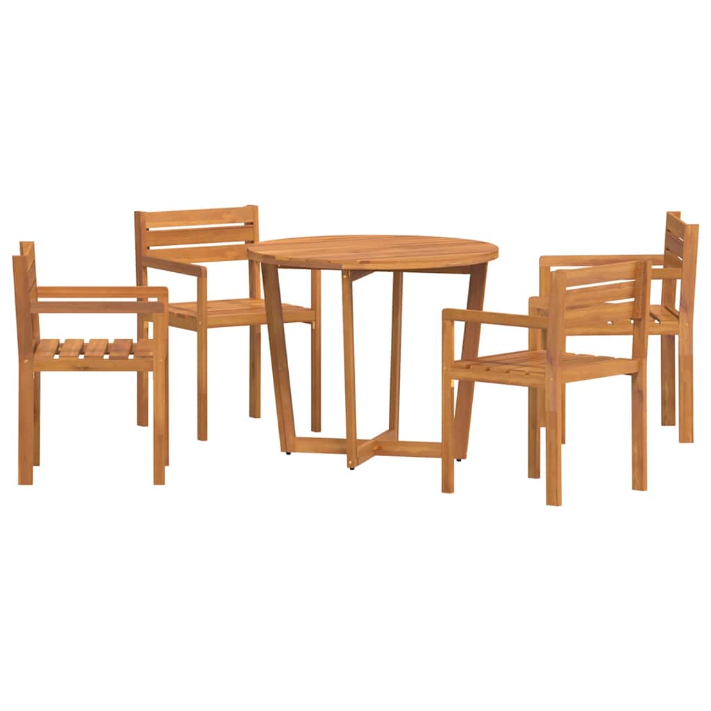 Ensemble de salle à manger de jardin 5 pcs en bois massif d'acacia