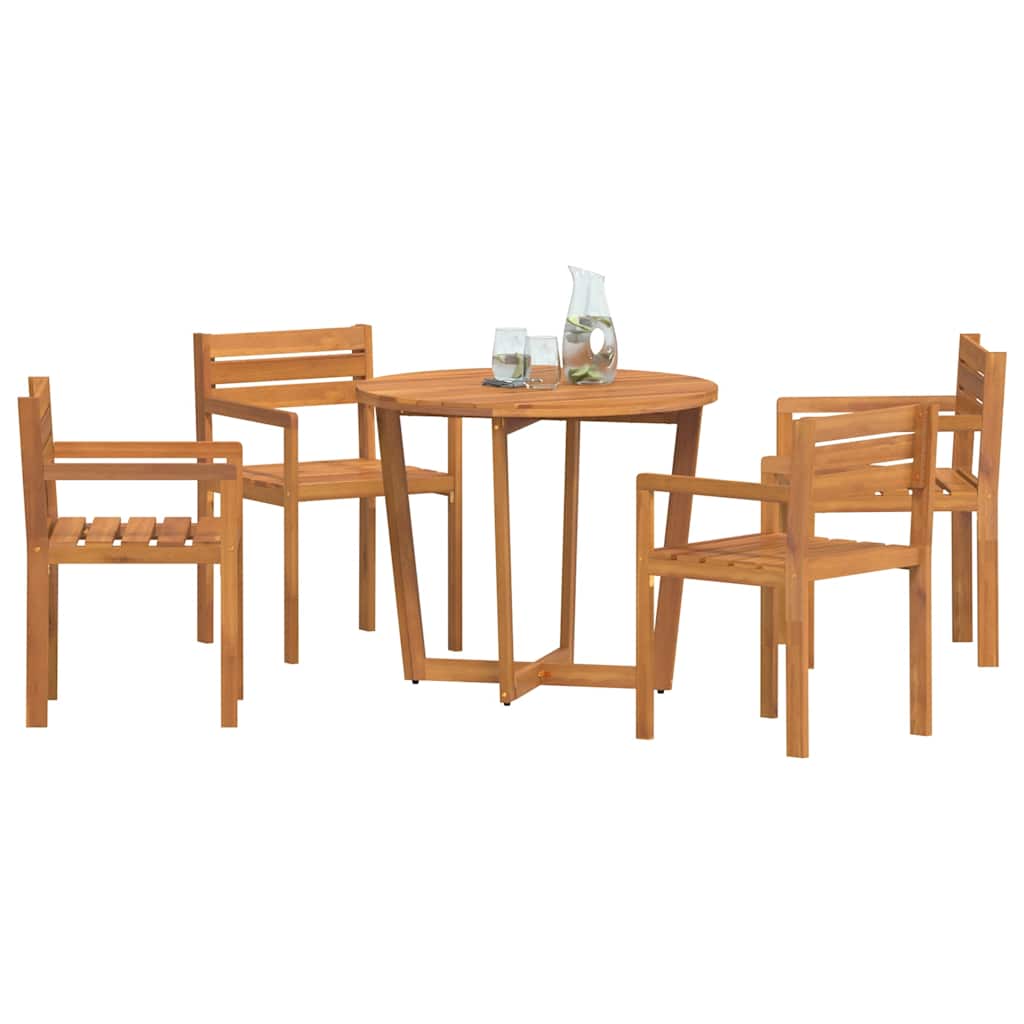 Ensemble de salle à manger de jardin 5 pcs en bois massif d'acacia