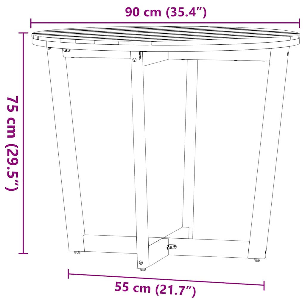 Ensemble de salle à manger de jardin 5 pcs en bois massif d'acacia