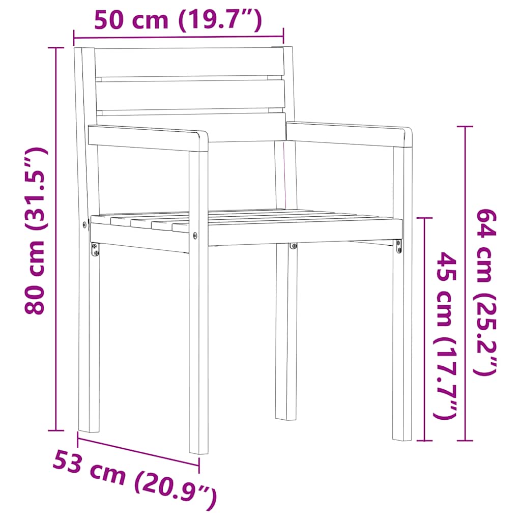 Ensemble de salle à manger de jardin 5 pcs en bois massif d'acacia