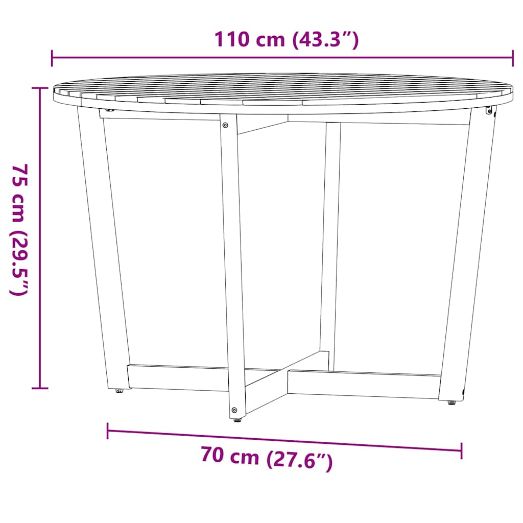 Ensemble de salle à manger de jardin 5 pcs en bois massif d'acacia