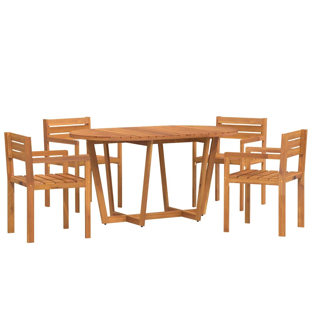 Ensemble de salle à manger de jardin 5 pcs en bois massif d'acacia
