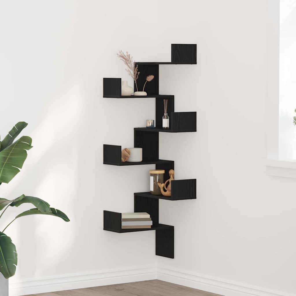 Étagère d'angle Chêne noir 45 x 45 x 147 cm Bois d'ingénierie - XIOS