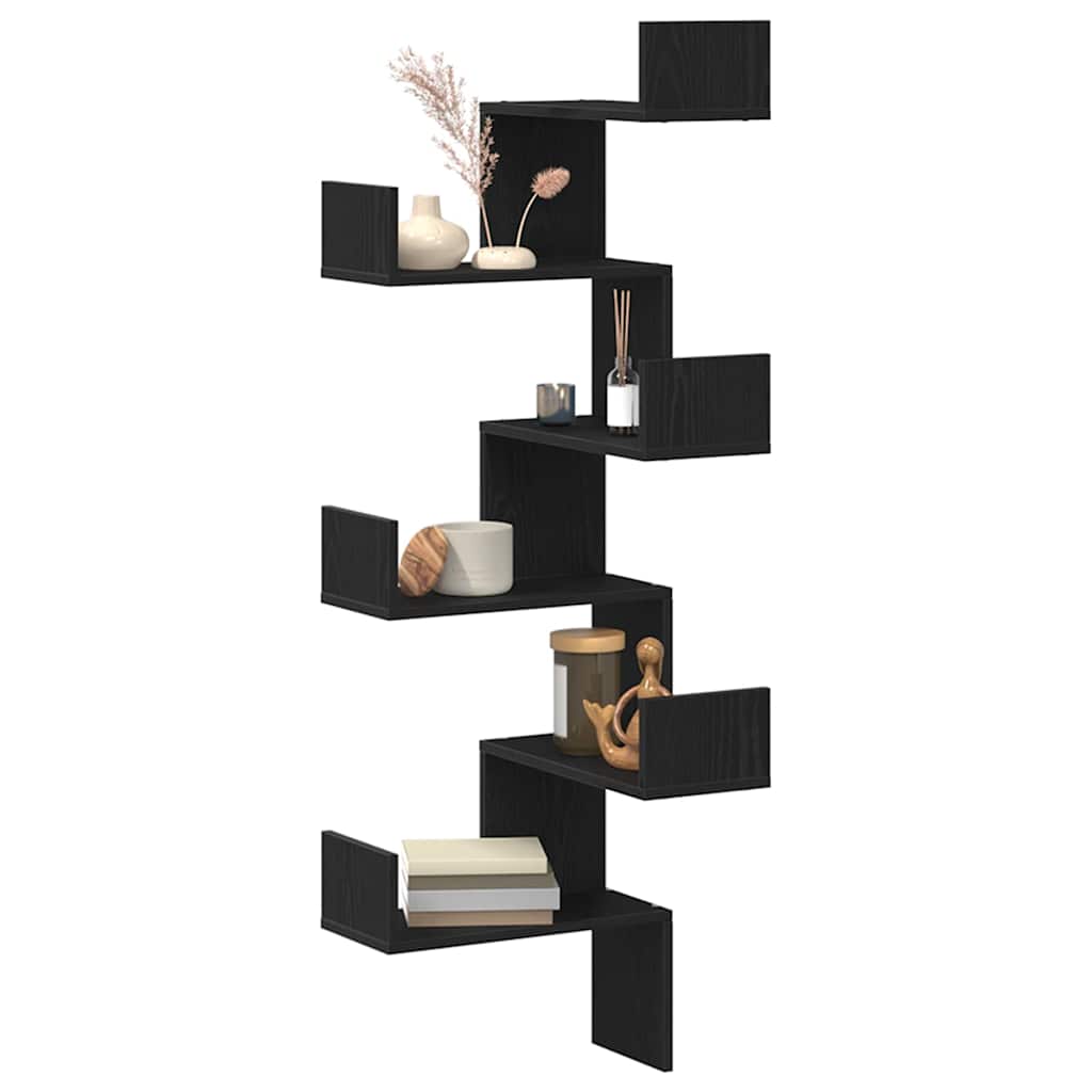 Étagère d'angle Chêne noir 45 x 45 x 147 cm Bois d'ingénierie - XIOS