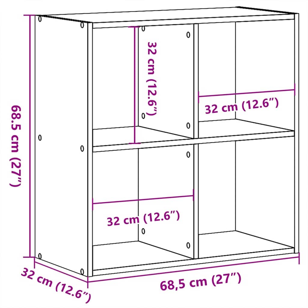 Bibliothèque Chêne noir 68,5 x 32 x 68,5 cm Bois d'ingénierie - XIOS