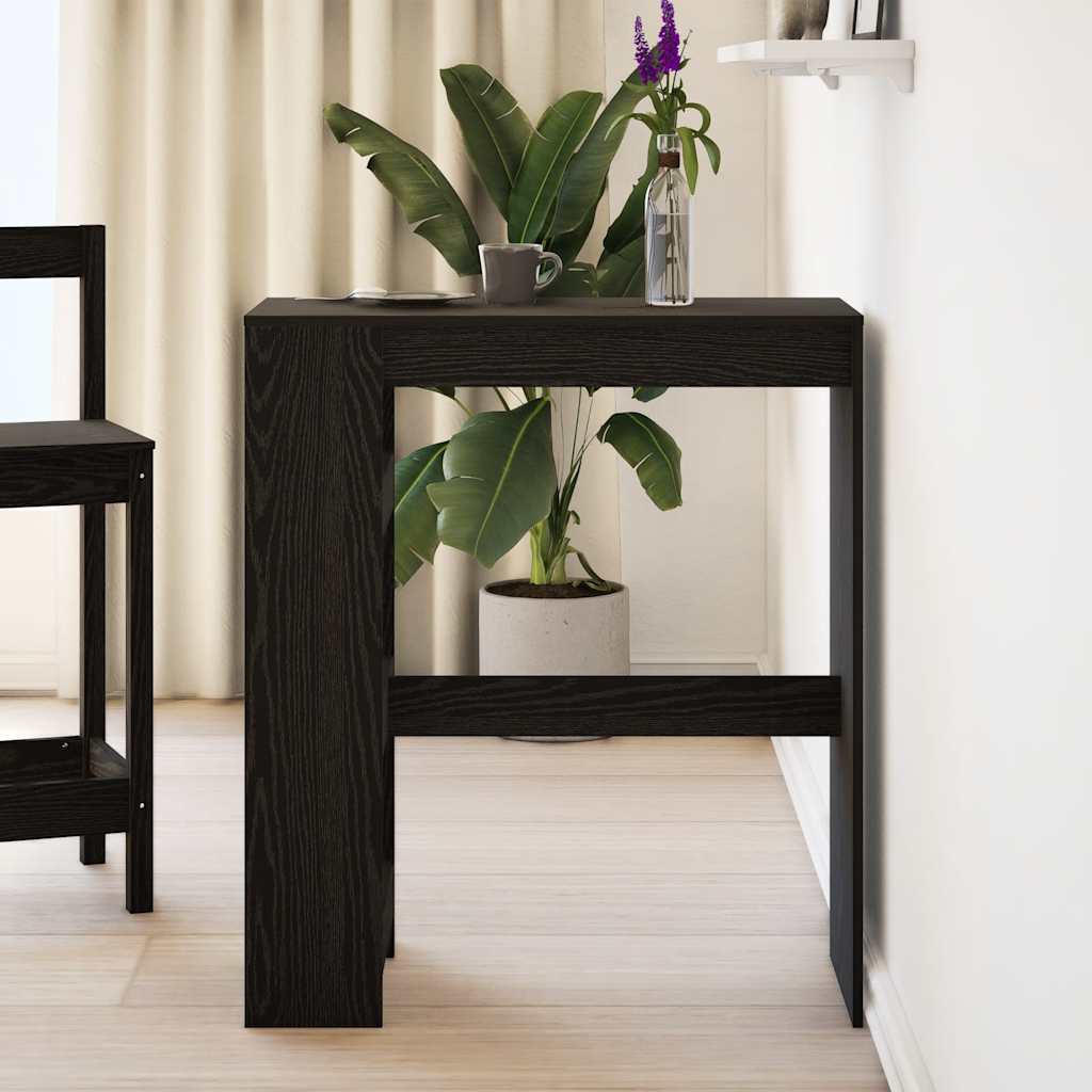 Table de bar avec étagères en chêne noir 90x40x103,5 cm bois d'ingénierie