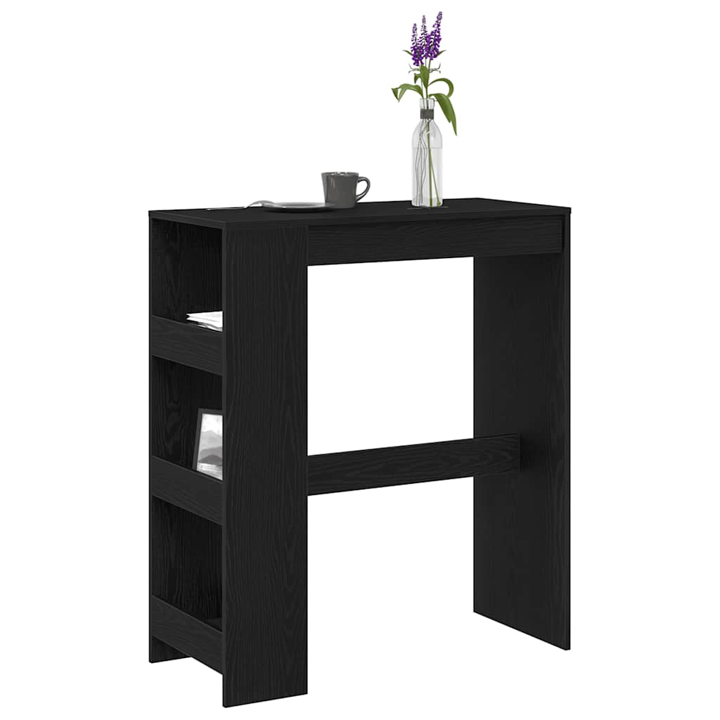 Table de bar avec étagères en chêne noir 90x40x103,5 cm bois d'ingénierie