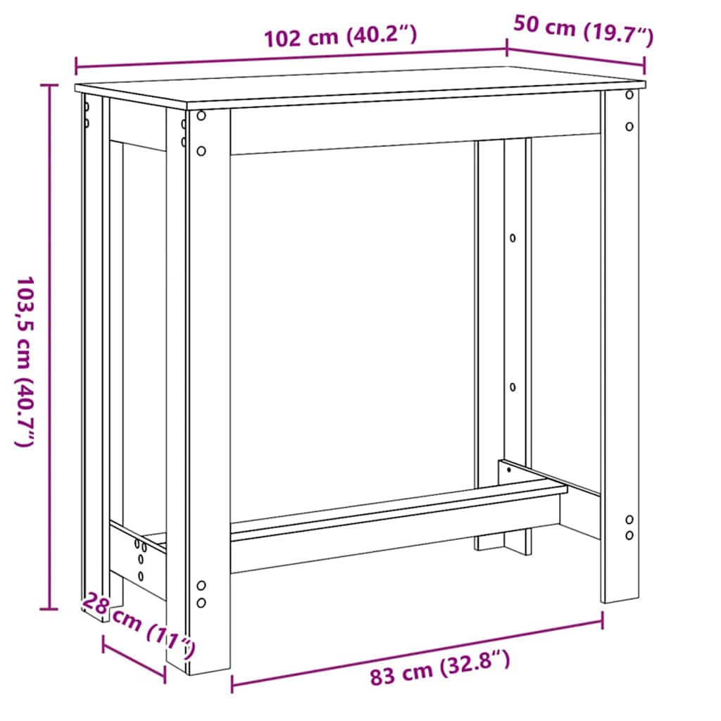 Table de bar Chêne noir 102 x 50 x 103,5 cm Bois d'ingénierie - XIOS
