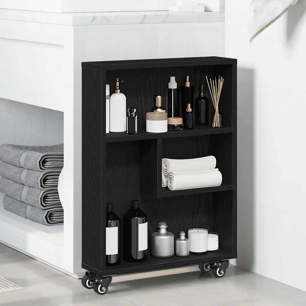 Chariot de Rangement Étroit Chêne noir 48 x 13 x 68 cm - XIOS