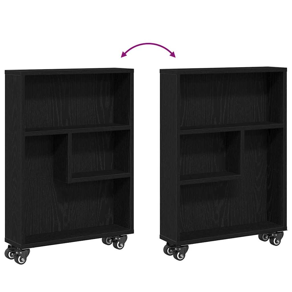 Chariot de Rangement Étroit Chêne noir 48 x 13 x 68 cm - XIOS