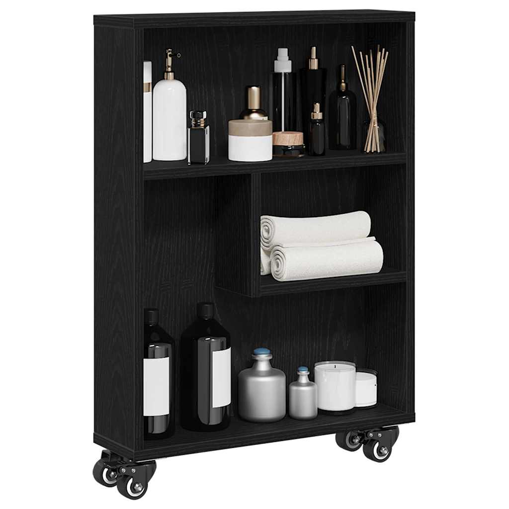 Chariot de Rangement Étroit Chêne noir 48 x 13 x 68 cm - XIOS