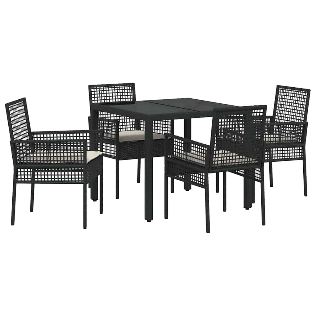 Ensemble de salle à manger pour jardin 5 pcs Noir polyrotin