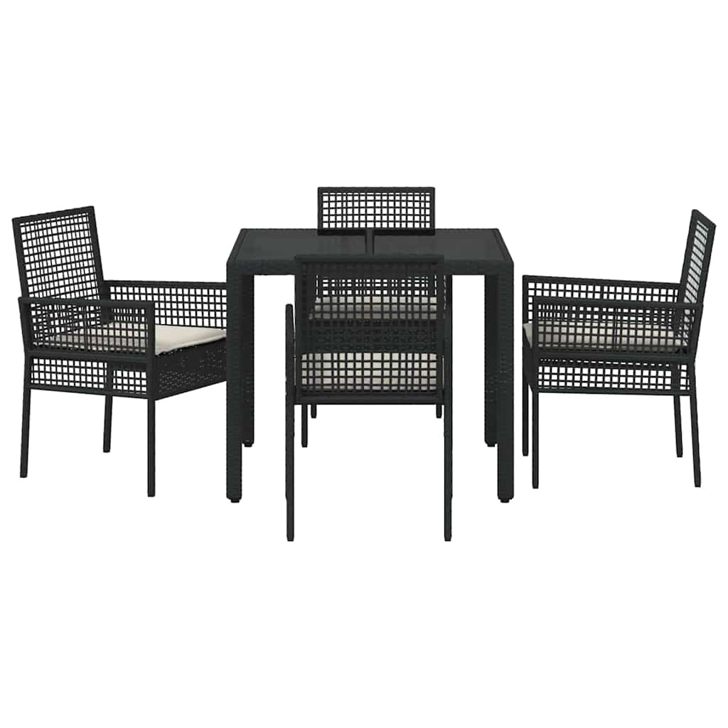 Ensemble de salle à manger pour jardin 5 pcs Noir polyrotin