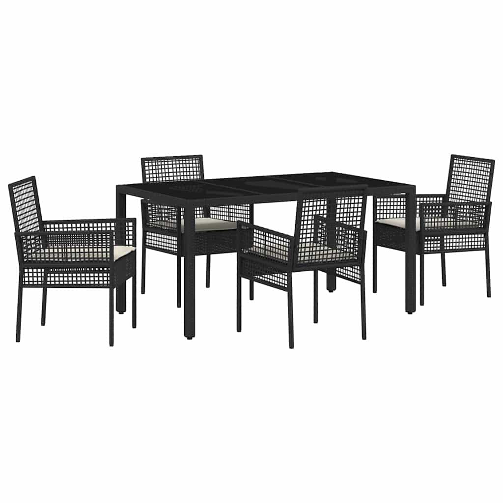 Ensemble de salle à manger pour jardin 5 pcs Noir polyrotin