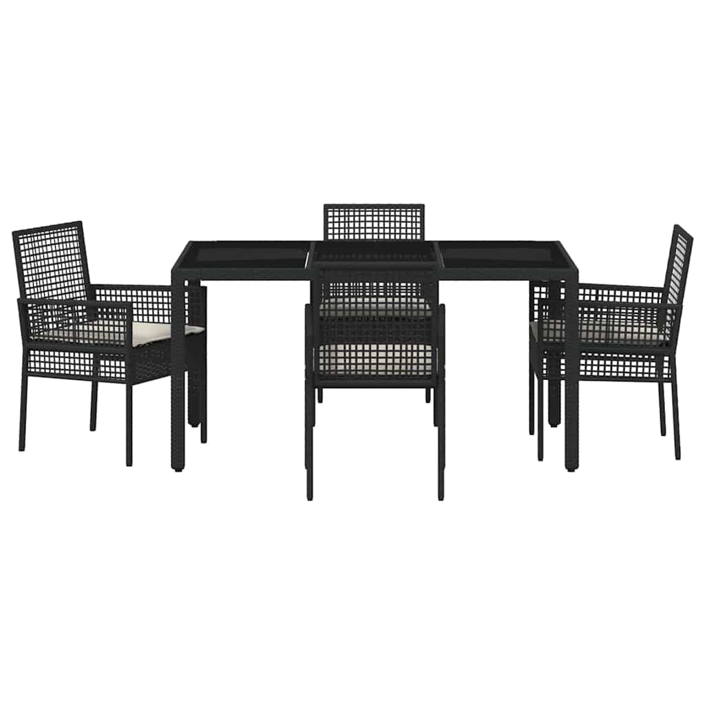 Ensemble de salle à manger pour jardin 5 pcs Noir polyrotin