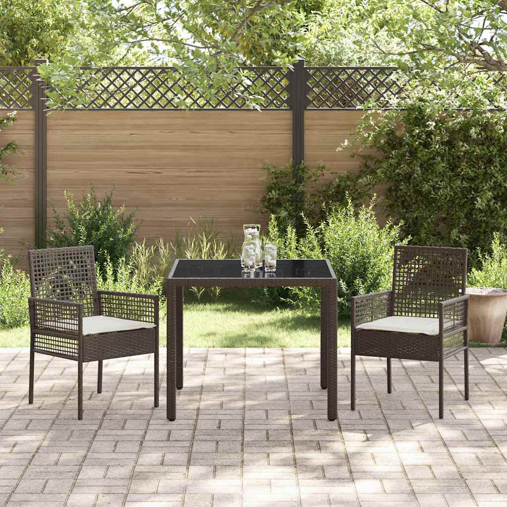 Ensemble de salle à manger pour jardin 3 pcs Marron polyrotin