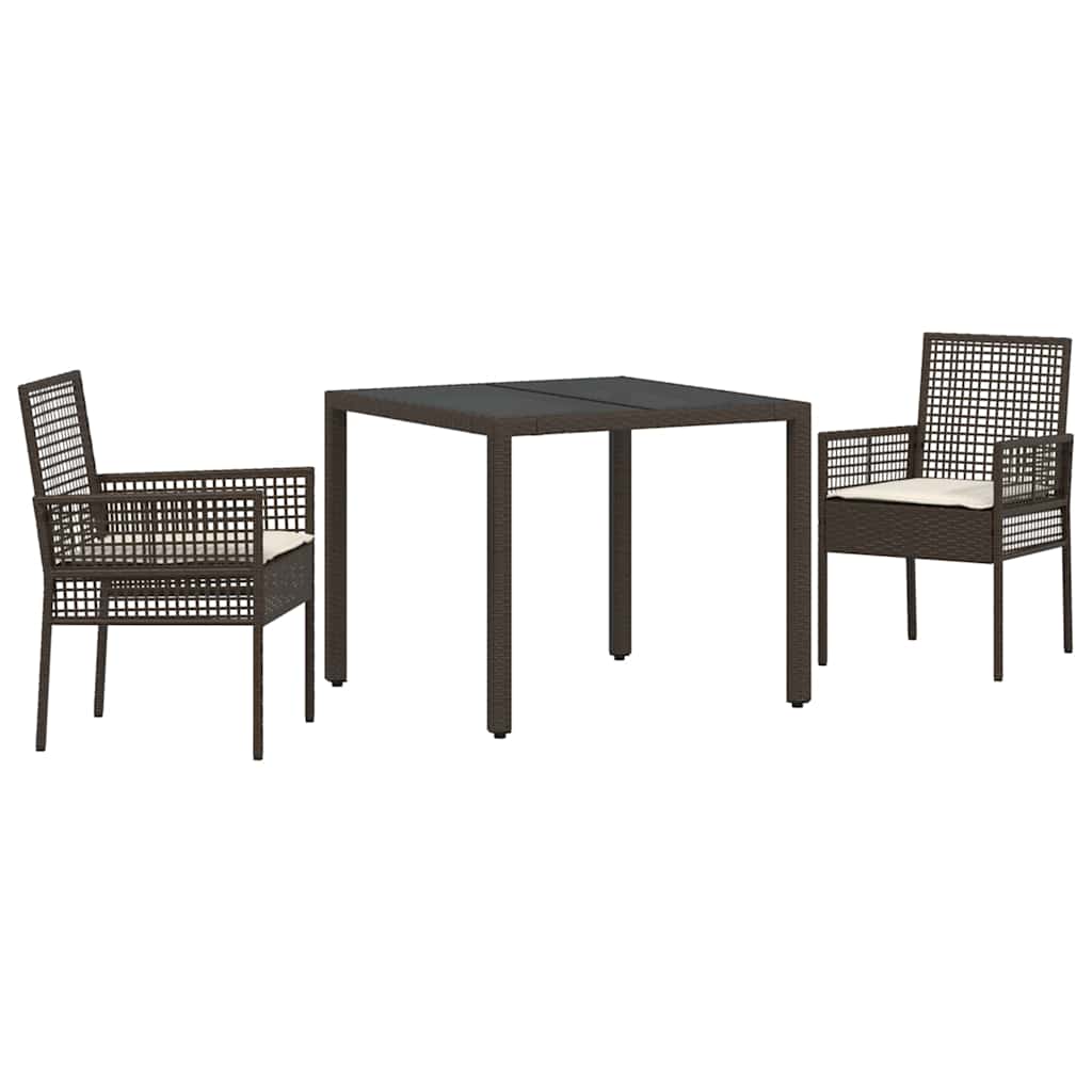Ensemble de salle à manger pour jardin 3 pcs Marron polyrotin