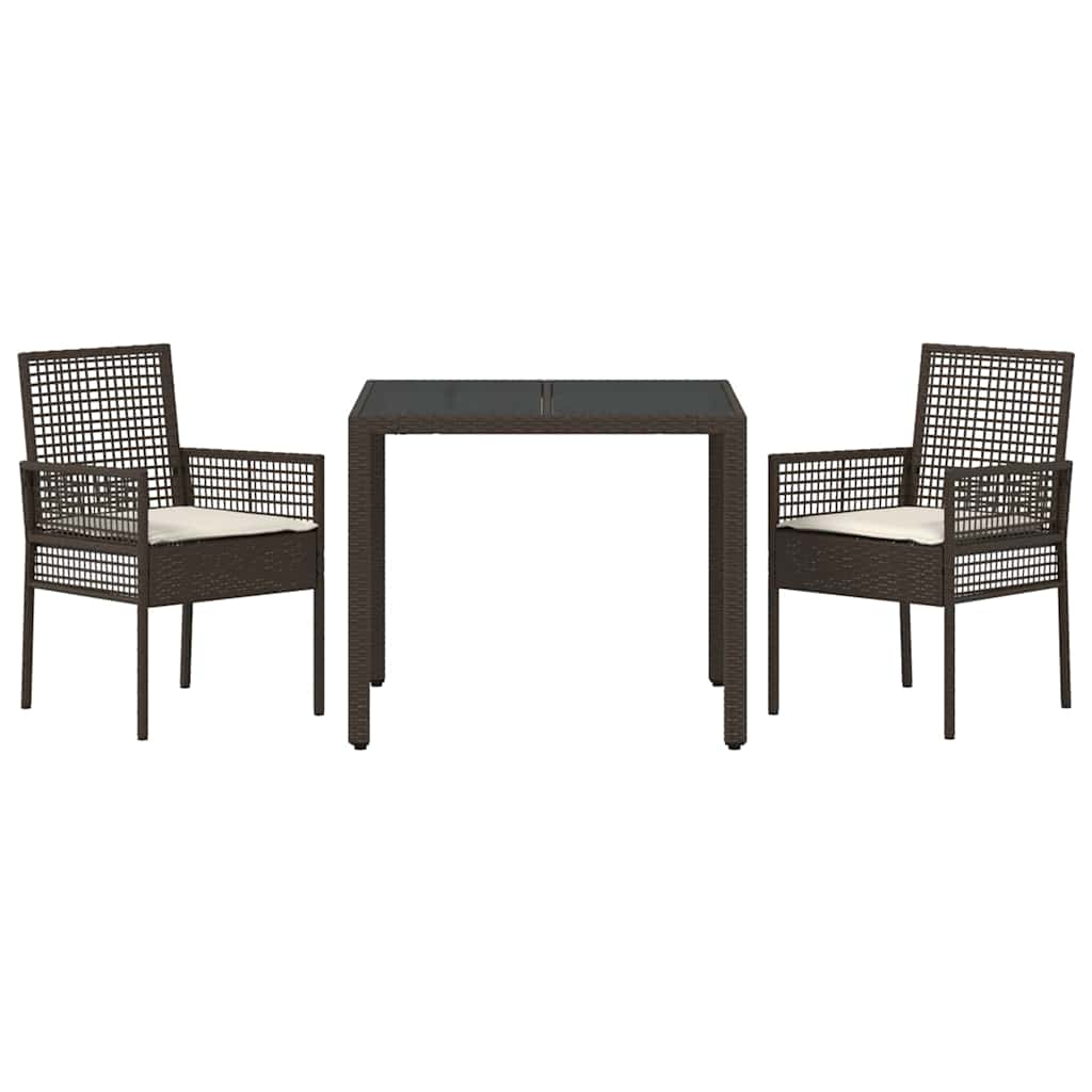 Ensemble de salle à manger pour jardin 3 pcs Marron polyrotin
