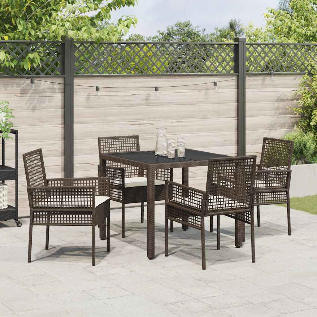 Ensemble de salle à manger pour jardin 5 pcs Marron polyrotin