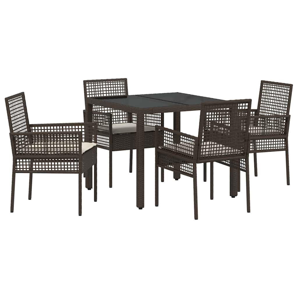 Ensemble de salle à manger pour jardin 5 pcs Marron polyrotin