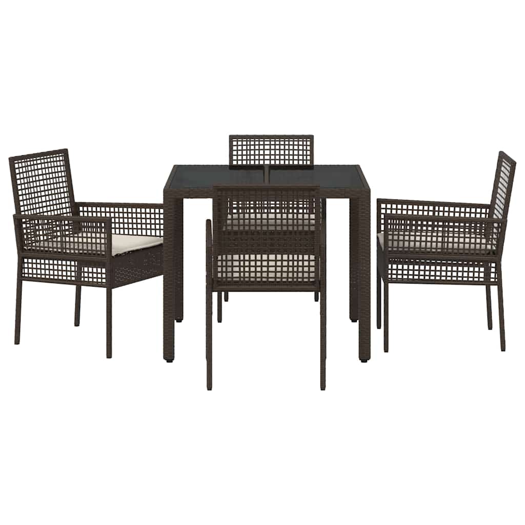 Ensemble de salle à manger pour jardin 5 pcs Marron polyrotin