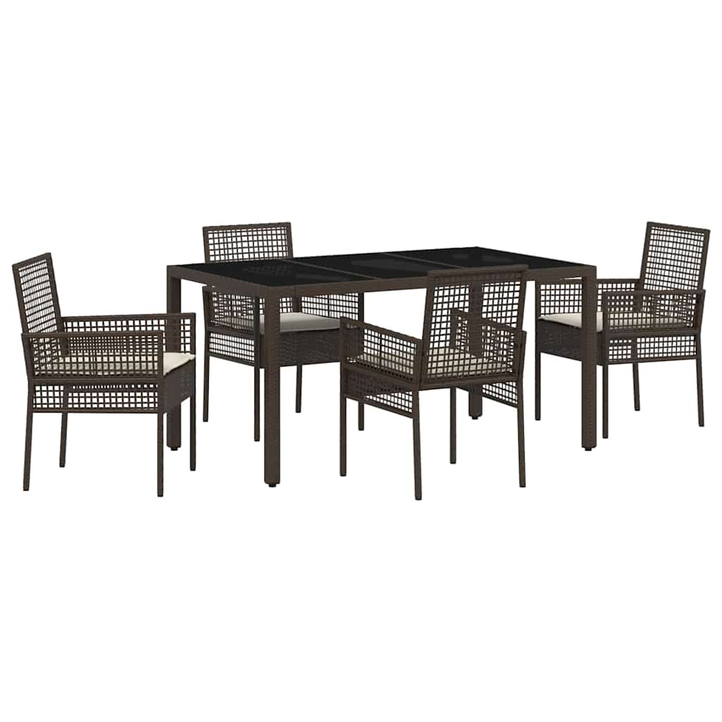 Ensemble de salle à manger pour jardin 5 pcs Marron polyrotin