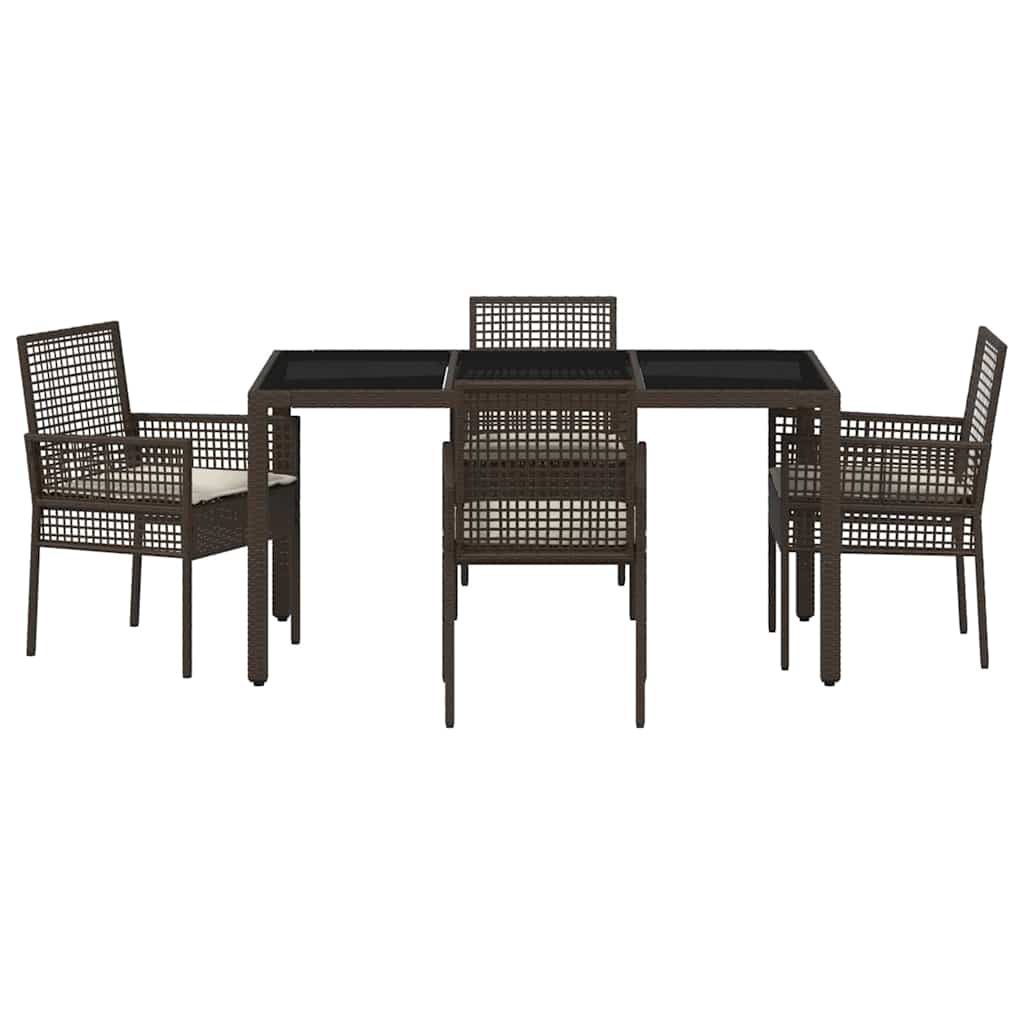 Ensemble de salle à manger pour jardin 5 pcs Marron polyrotin