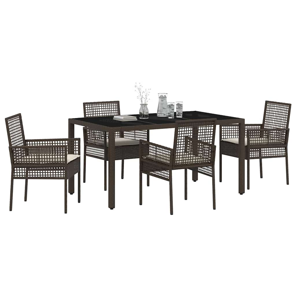 Ensemble de salle à manger pour jardin 5 pcs Marron polyrotin