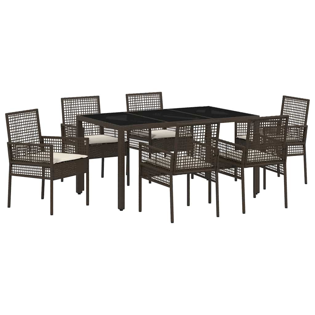 Ensemble de salle à manger pour jardin 7 pcs Marron polyrotin