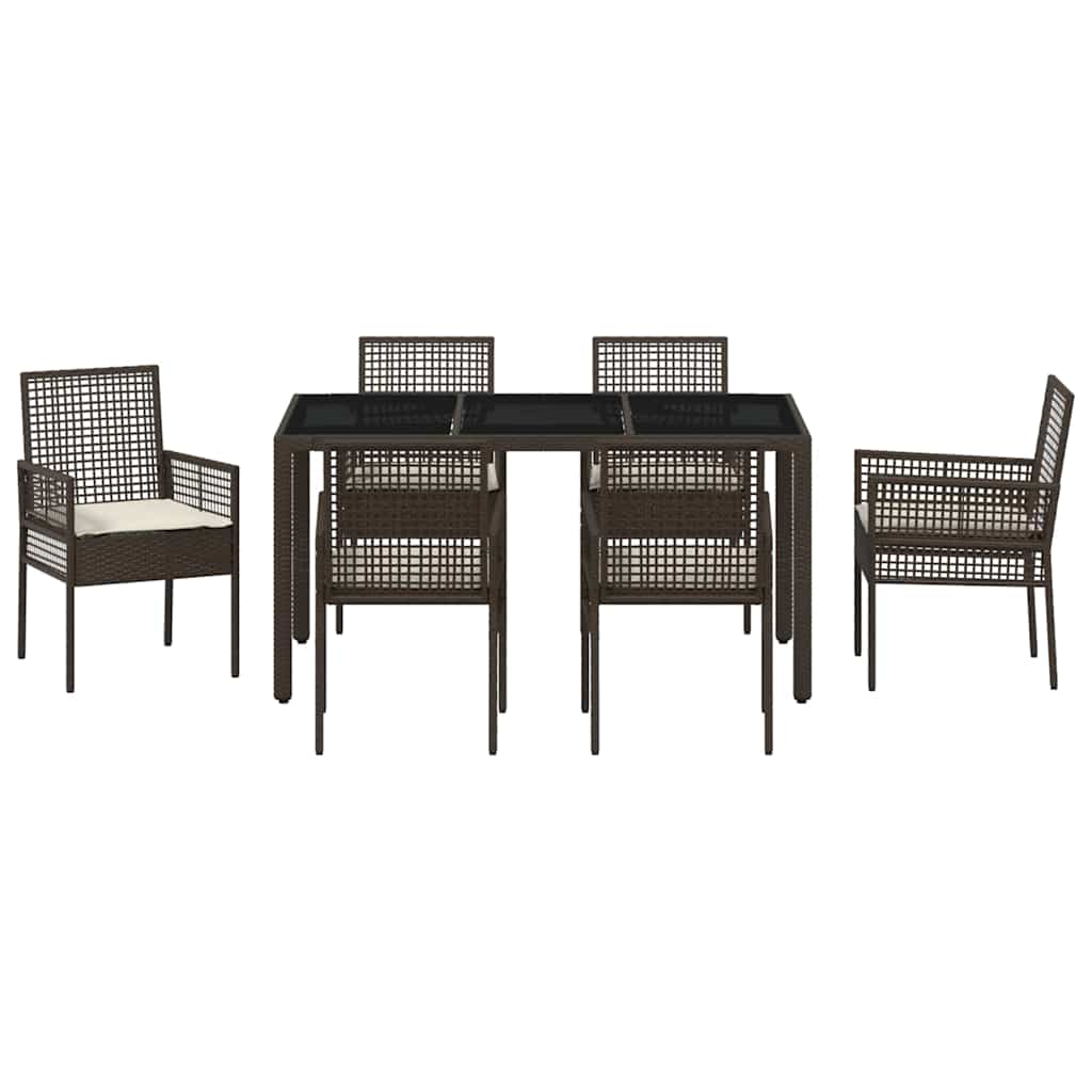 Ensemble de salle à manger pour jardin 7 pcs Marron polyrotin