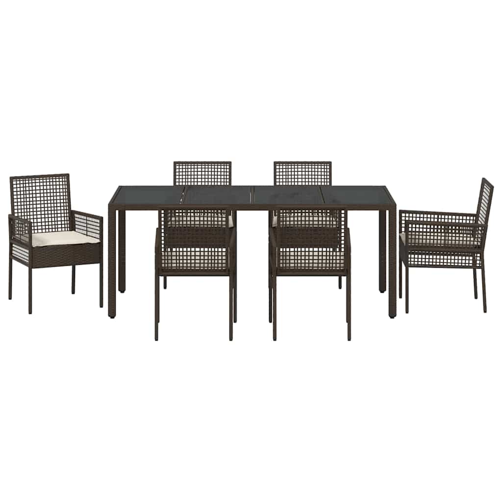 Ensemble de salle à manger pour jardin 7 pcs Marron polyrotin
