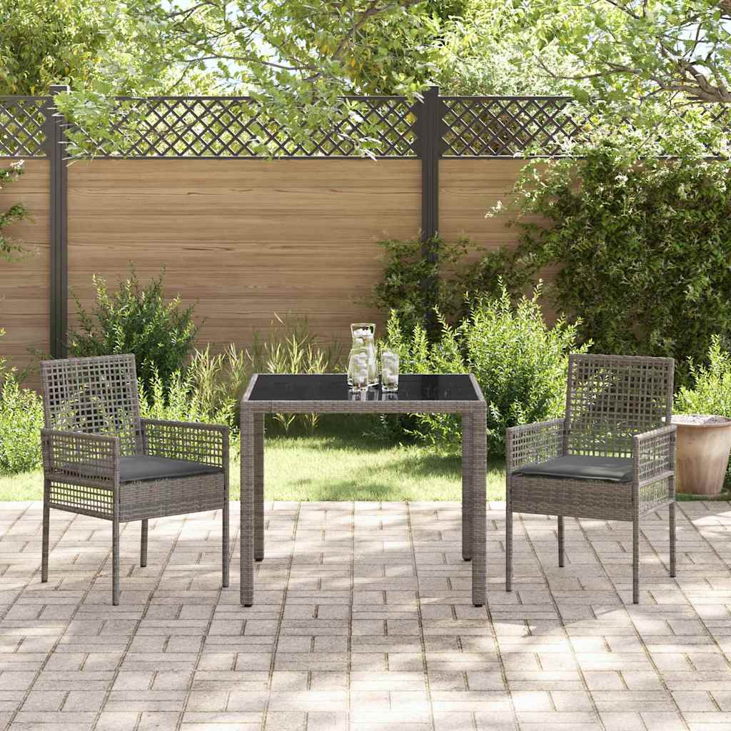 Ensemble de salle à manger pour jardin 3 pcs Gris polyrotin