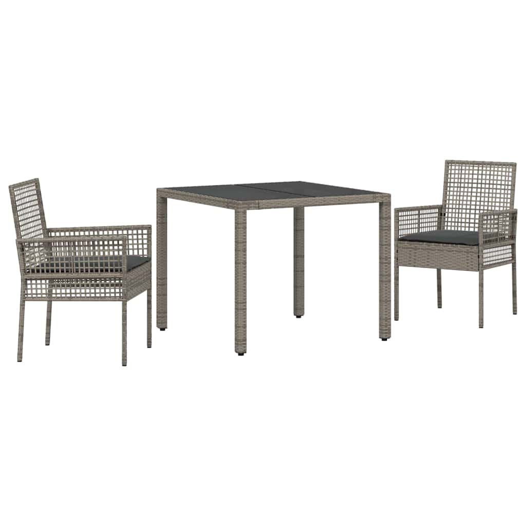 Ensemble de salle à manger pour jardin 3 pcs Gris polyrotin