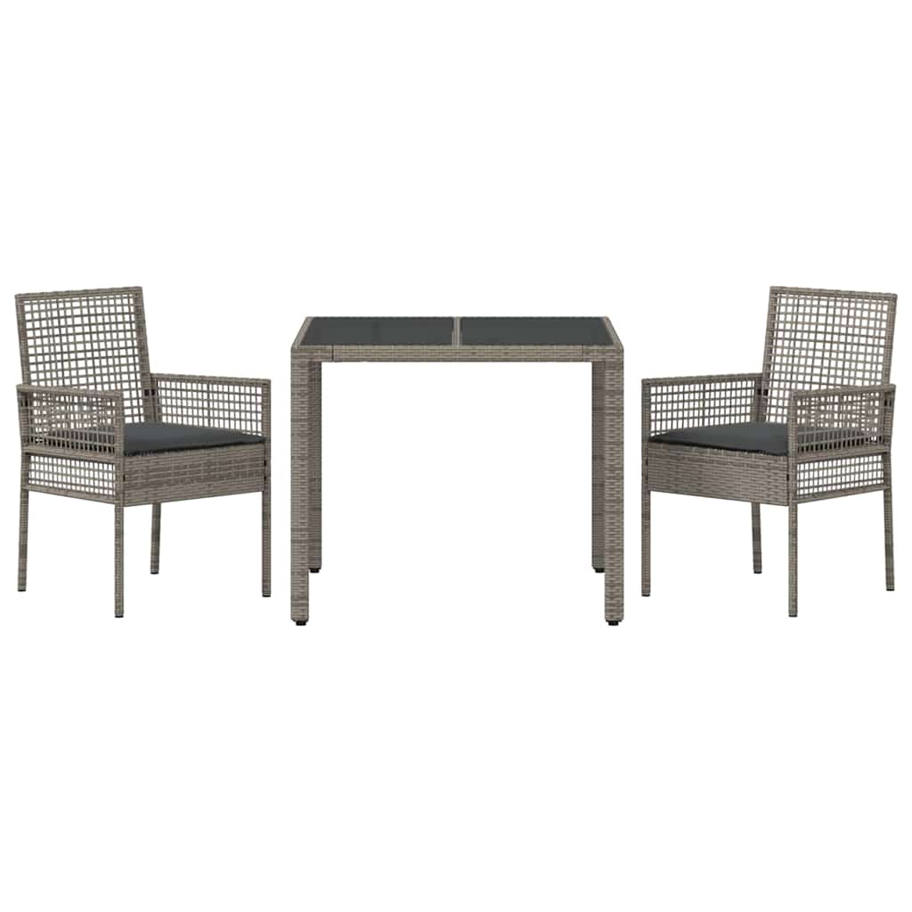 Ensemble de salle à manger pour jardin 3 pcs Gris polyrotin