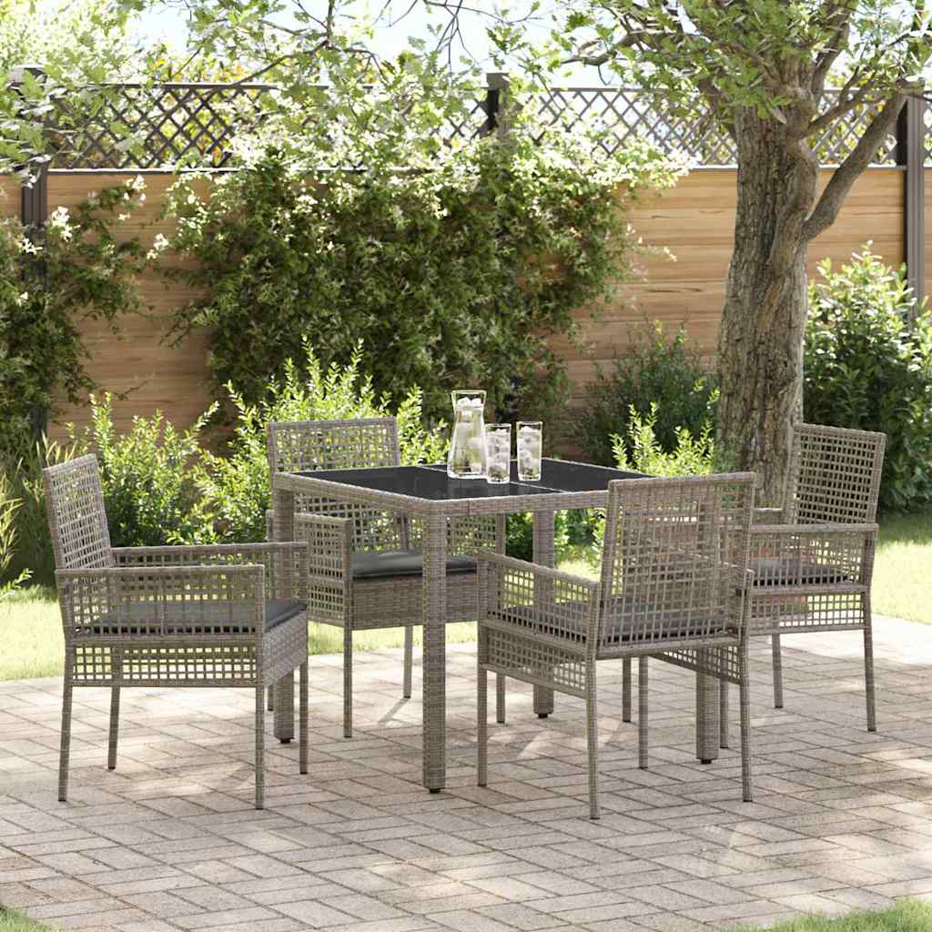 Ensemble de salle à manger pour jardin 5 pcs Gris polyrotin