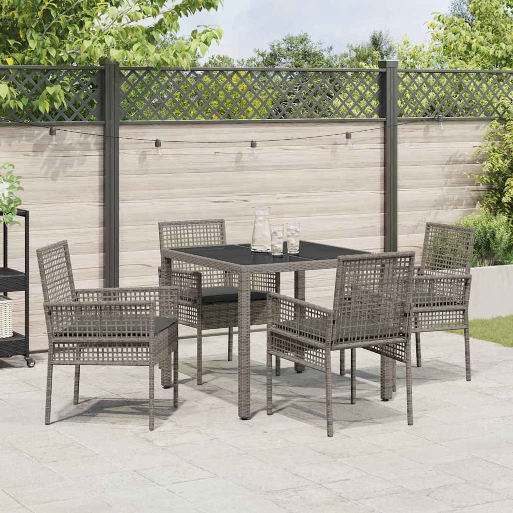 Ensemble de salle à manger pour jardin 5 pcs Gris polyrotin