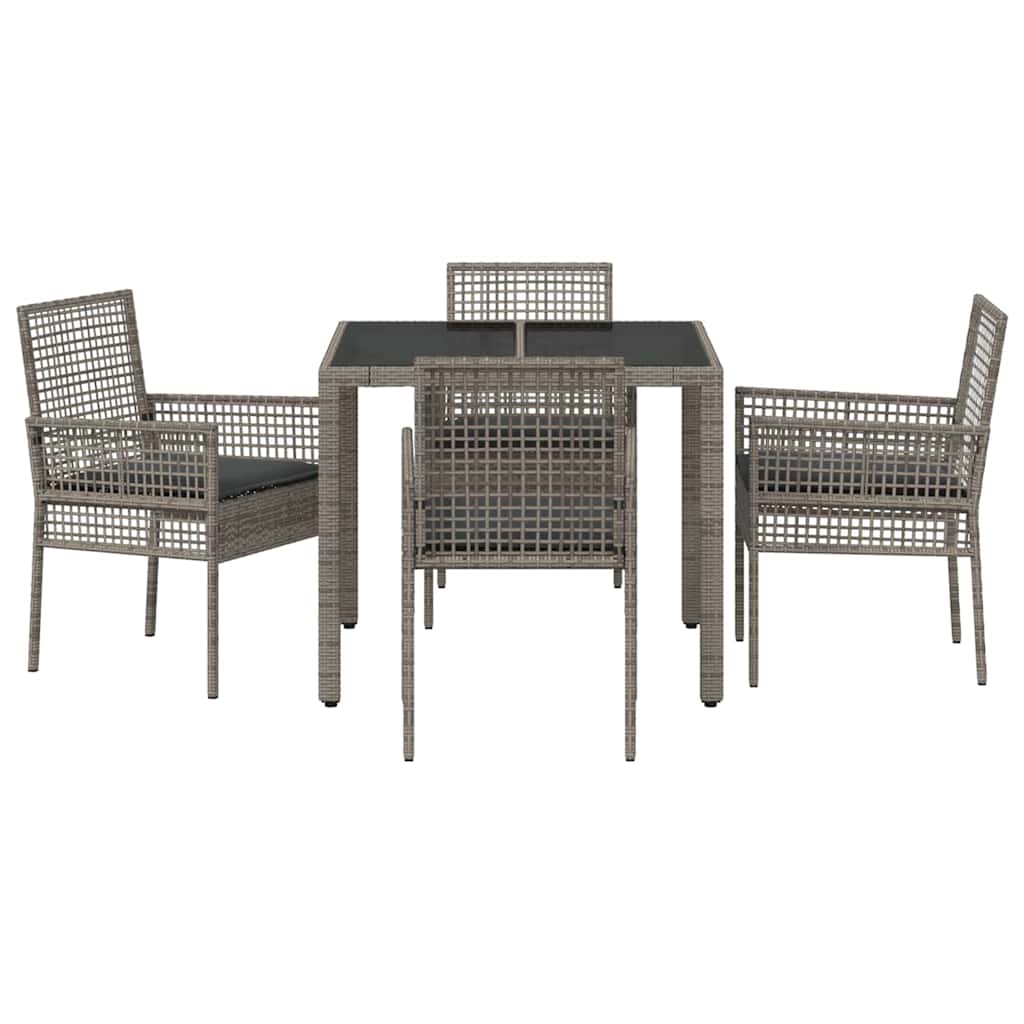 Ensemble de salle à manger pour jardin 5 pcs Gris polyrotin
