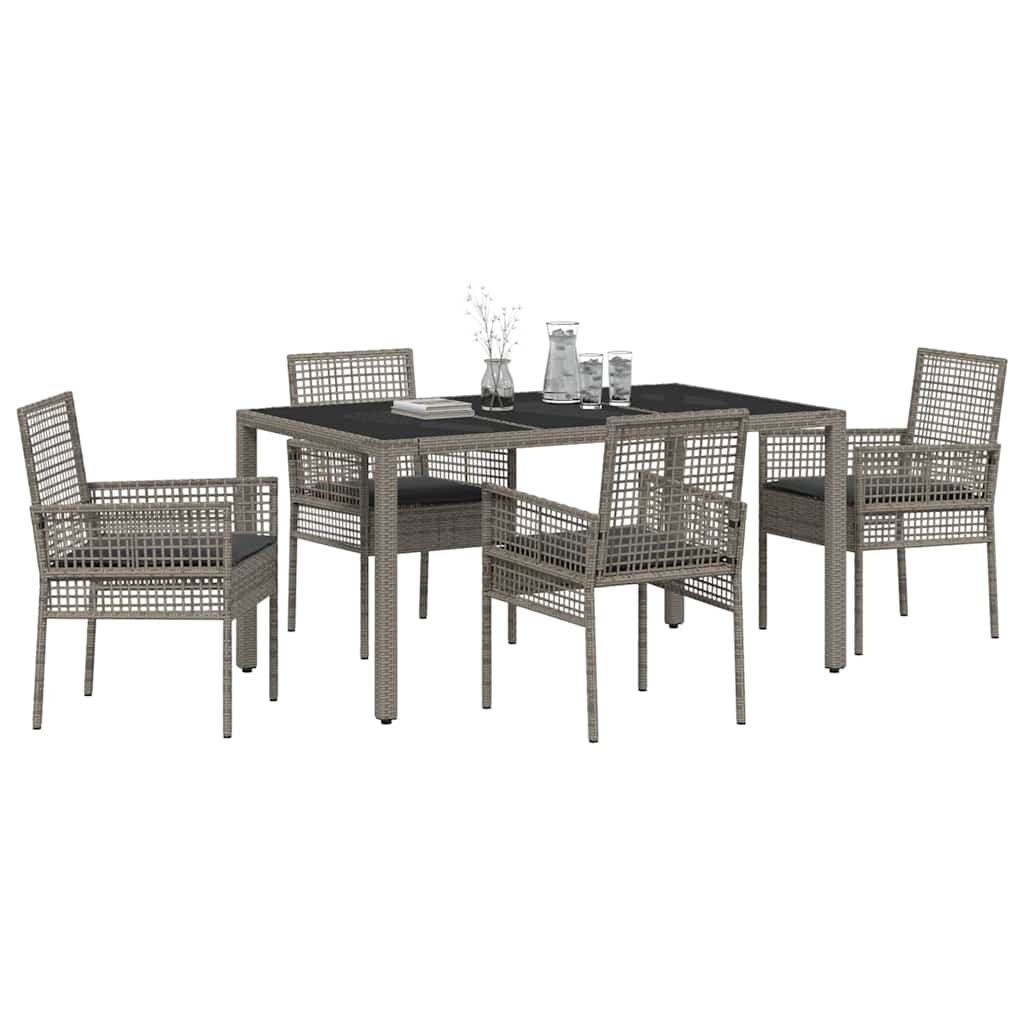 Ensemble de salle à manger pour jardin 5 pcs Gris polyrotin