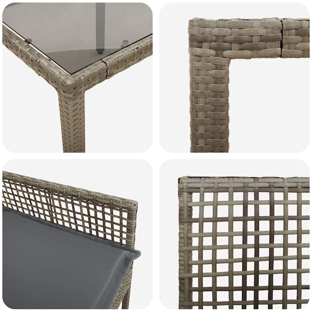 Ensemble de salle à manger pour jardin 7 pcs Gris polyrotin