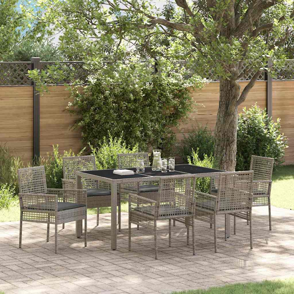 Ensemble de salle à manger pour jardin 7 pcs Gris polyrotin