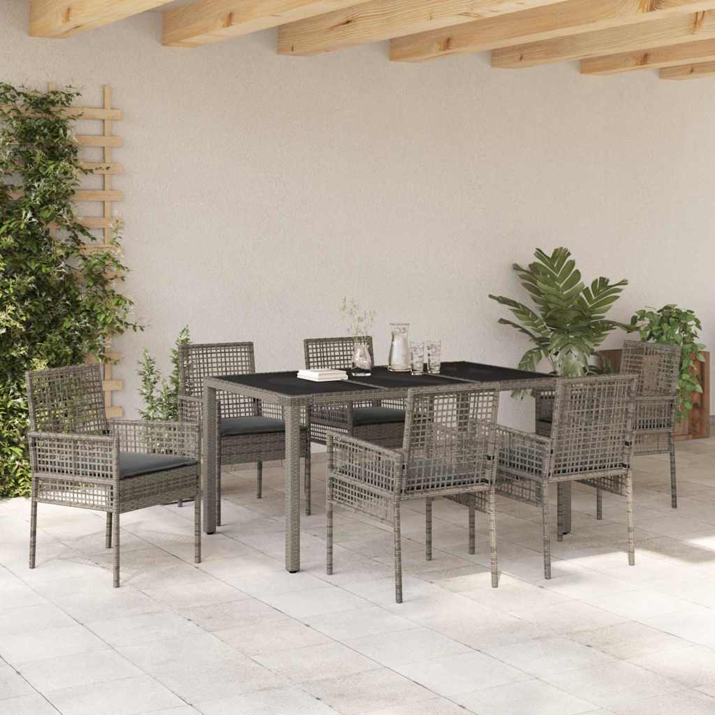 Ensemble de salle à manger pour jardin 7 pcs Gris polyrotin