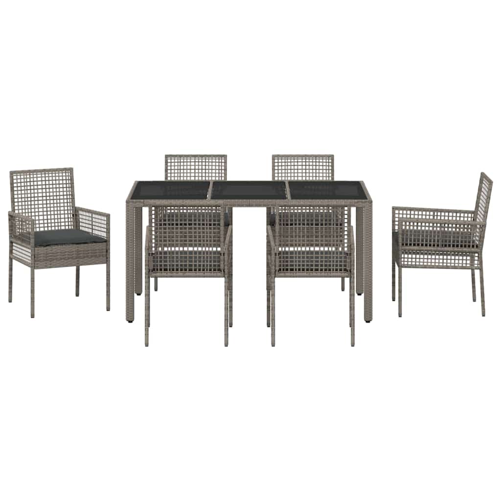 Ensemble de salle à manger pour jardin 7 pcs Gris polyrotin
