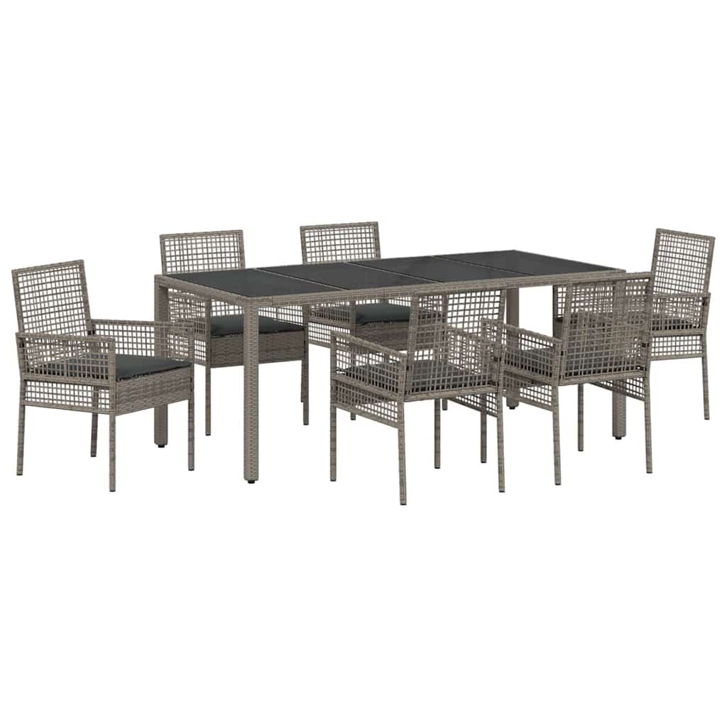 Ensemble de salle à manger pour jardin 7 pcs Gris polyrotin