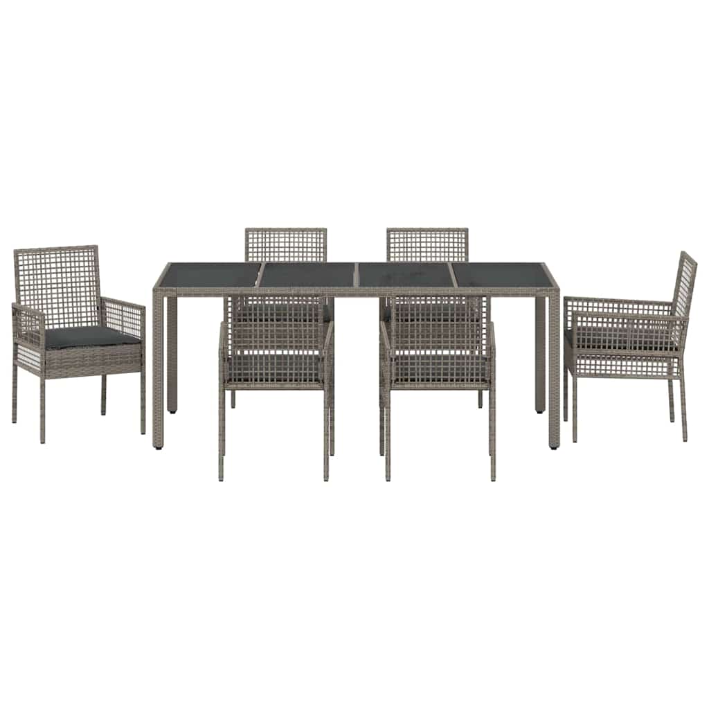 Ensemble de salle à manger pour jardin 7 pcs Gris polyrotin