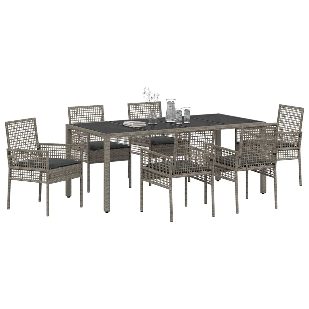 Ensemble de salle à manger pour jardin 7 pcs Gris polyrotin