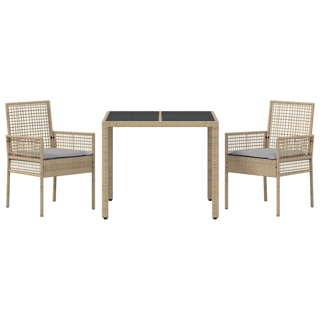 Ensemble de salle à manger pour jardin 3 pcs Beige polyrotin